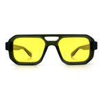 Gentlemans Hipster Bevel Rectangle Racer Plastic Fashion Sunglasses