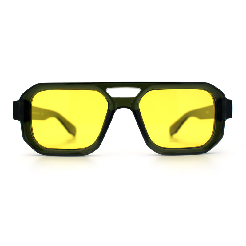Gentlemans Hipster Bevel Rectangle Racer Plastic Fashion Sunglasses