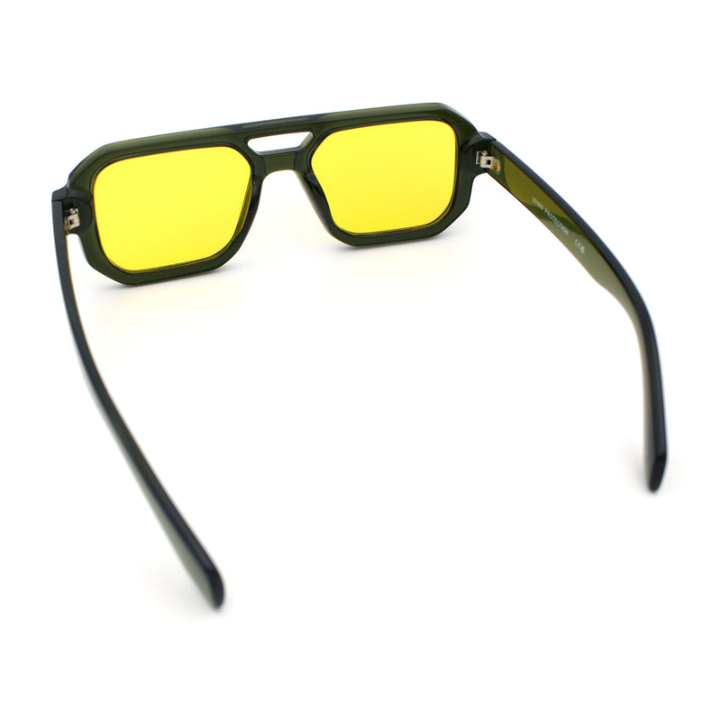 Gentlemans Hipster Bevel Rectangle Racer Plastic Fashion Sunglasses