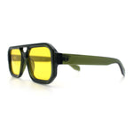 Gentlemans Hipster Bevel Rectangle Racer Plastic Fashion Sunglasses