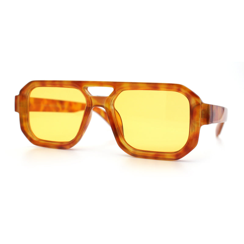 Gentlemans Hipster Bevel Rectangle Racer Plastic Fashion Sunglasses