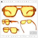 Gentlemans Hipster Bevel Rectangle Racer Plastic Fashion Sunglasses