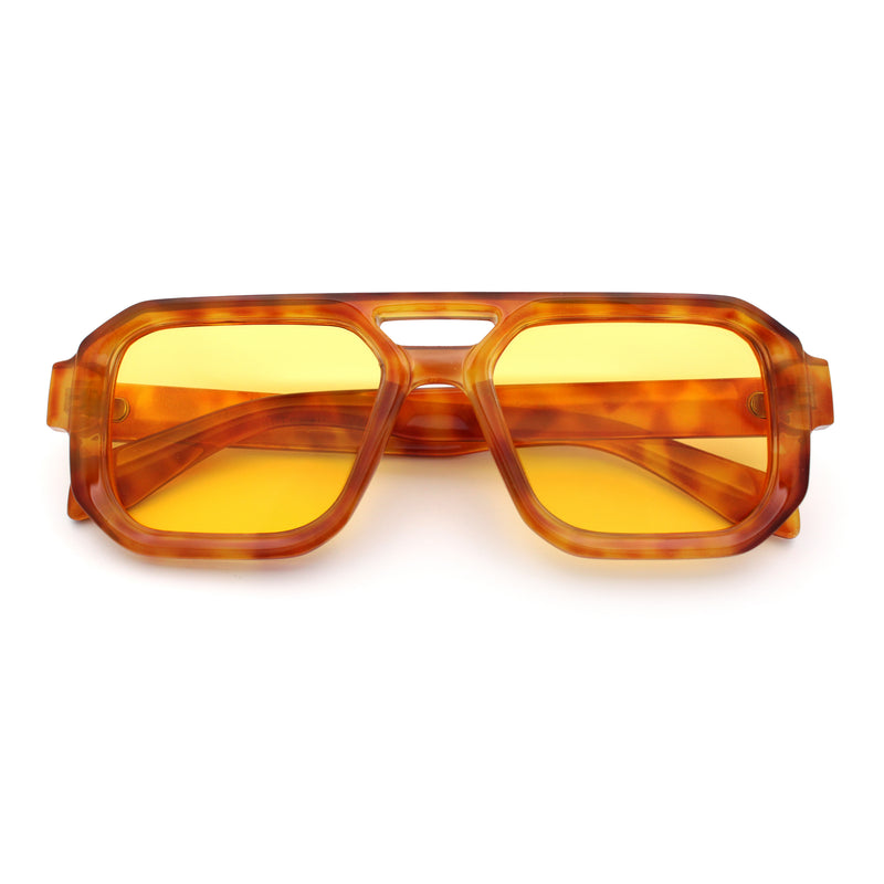 Gentlemans Hipster Bevel Rectangle Racer Plastic Fashion Sunglasses