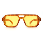 Gentlemans Hipster Bevel Rectangle Racer Plastic Fashion Sunglasses
