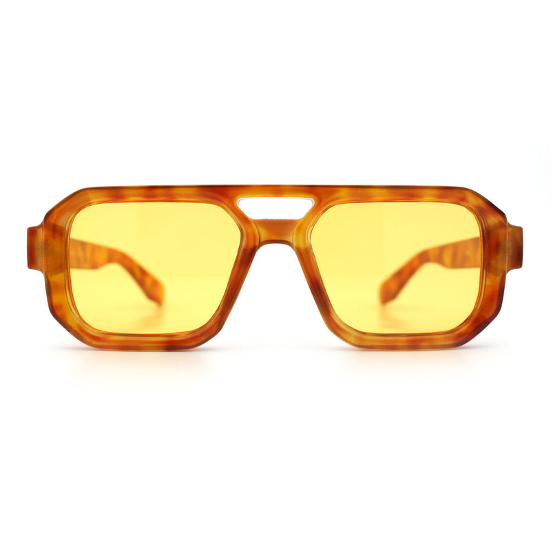 Gentlemans Hipster Bevel Rectangle Racer Plastic Fashion Sunglasses
