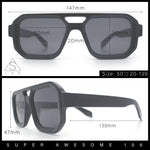 Gentlemans Hipster Bevel Rectangle Racer Plastic Fashion Sunglasses