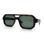 Gentlemans Hipster Bevel Rectangle Racer Plastic Fashion Sunglasses