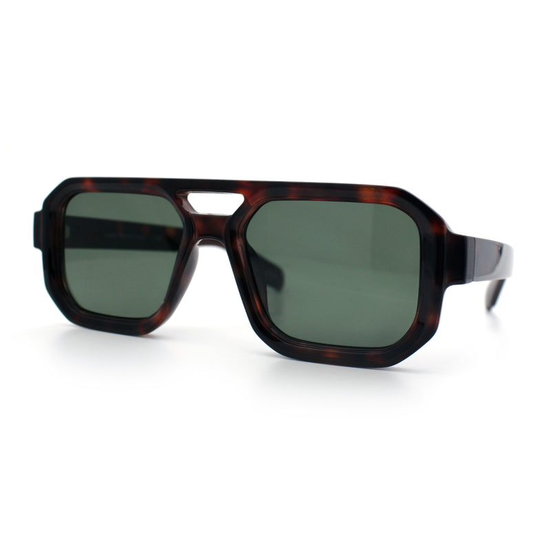 Gentlemans Hipster Bevel Rectangle Racer Plastic Fashion Sunglasses