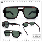 Gentlemans Hipster Bevel Rectangle Racer Plastic Fashion Sunglasses