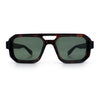 Gentlemans Hipster Bevel Rectangle Racer Plastic Fashion Sunglasses