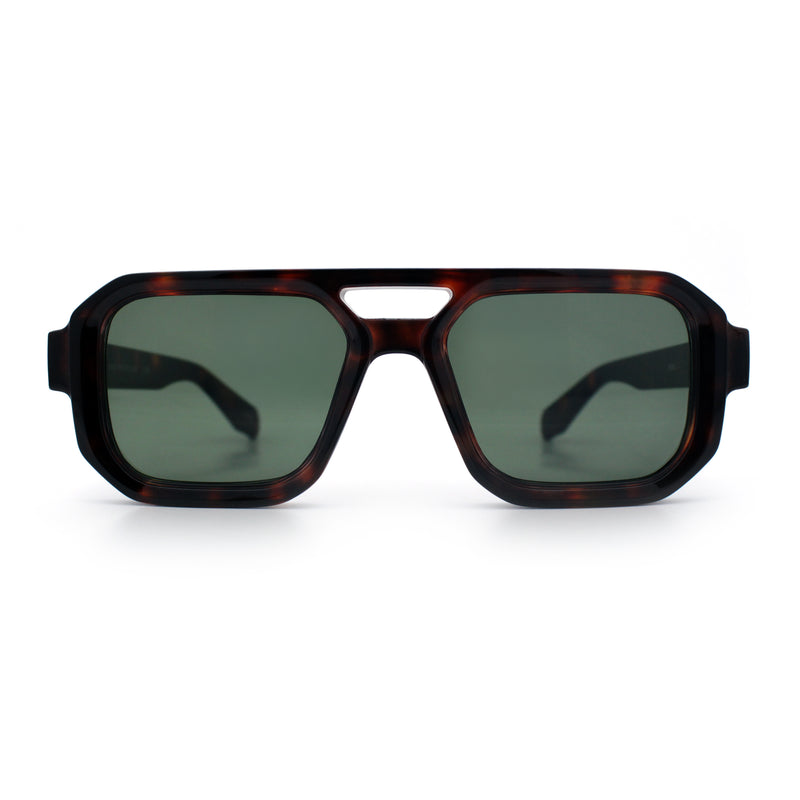 Gentlemans Hipster Bevel Rectangle Racer Plastic Fashion Sunglasses
