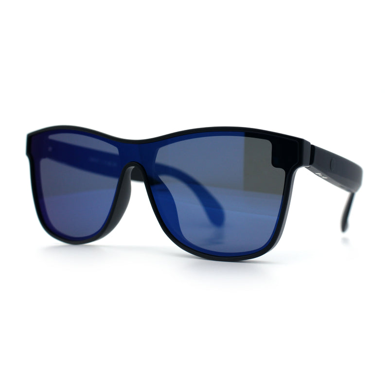 Horn Rim Shield Urban Hipster Color Mirror Bluetooth Smart Speaker Sunglasses