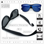 Horn Rim Shield Urban Hipster Color Mirror Bluetooth Smart Speaker Sunglasses