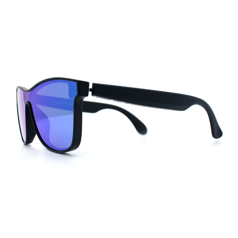 Horn Rim Shield Urban Hipster Color Mirror Bluetooth Smart Speaker Sunglasses