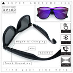 Horn Rim Shield Urban Hipster Color Mirror Bluetooth Smart Speaker Sunglasses