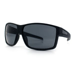 Mens Oversized Biker Wrap Rubberized Matte Plastic Rectangular Sport Sunglasses