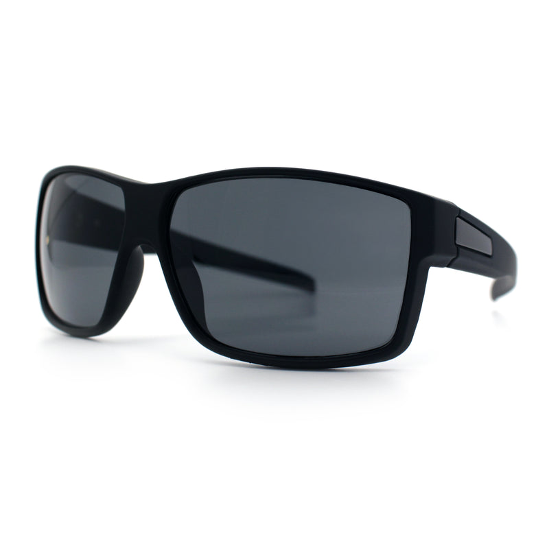Mens Oversized Biker Wrap Rubberized Matte Plastic Rectangular Sport Sunglasses