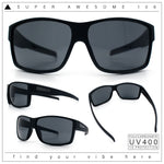 Mens Oversized Biker Wrap Rubberized Matte Plastic Rectangular Sport Sunglasses