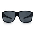 Mens Oversized Biker Wrap Rubberized Matte Plastic Rectangular Sport Sunglasses