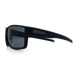 Mens Oversized Biker Wrap Rubberized Matte Plastic Rectangular Sport Sunglasses