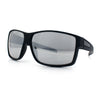 Mens Oversized Biker Wrap Rubberized Matte Plastic Rectangular Sport Sunglasses