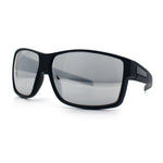 Mens Oversized Biker Wrap Rubberized Matte Plastic Rectangular Sport Sunglasses