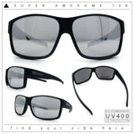 Mens Oversized Biker Wrap Rubberized Matte Plastic Rectangular Sport Sunglasses