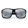 Mens Oversized Biker Wrap Rubberized Matte Plastic Rectangular Sport Sunglasses