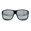 Mens Oversized Biker Wrap Rubberized Matte Plastic Rectangular Sport Sunglasses
