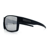 Mens Oversized Biker Wrap Rubberized Matte Plastic Rectangular Sport Sunglasses
