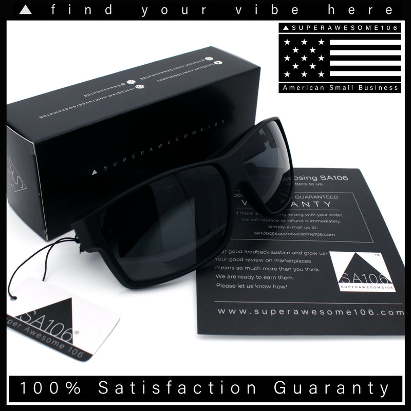 Mens Oversized Biker Wrap Rubberized Matte Plastic Rectangular Sport Sunglasses