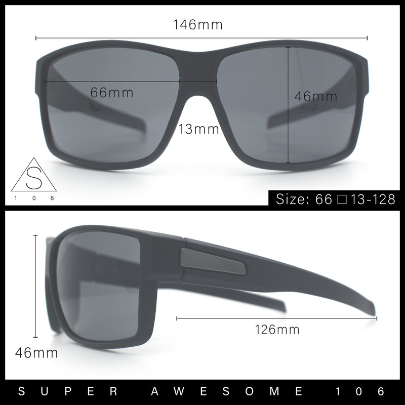 Mens Oversized Biker Wrap Rubberized Matte Plastic Rectangular Sport Sunglasses