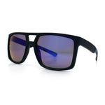 Mens Color Mirror Mobster Racer Flat Top Plastic Rectangle Sunglasses