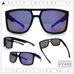 Mens Color Mirror Mobster Racer Flat Top Plastic Rectangle Sunglasses
