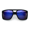 Mens Color Mirror Mobster Racer Flat Top Plastic Rectangle Sunglasses