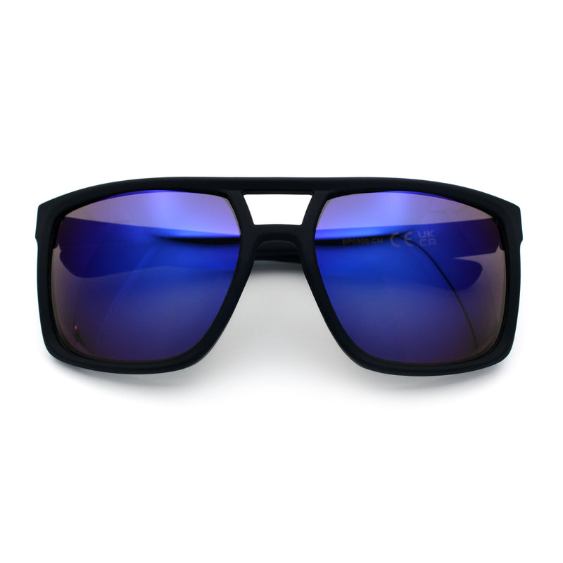 Mens Color Mirror Mobster Racer Flat Top Plastic Rectangle Sunglasses