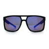Mens Color Mirror Mobster Racer Flat Top Plastic Rectangle Sunglasses