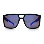 Mens Color Mirror Mobster Racer Flat Top Plastic Rectangle Sunglasses