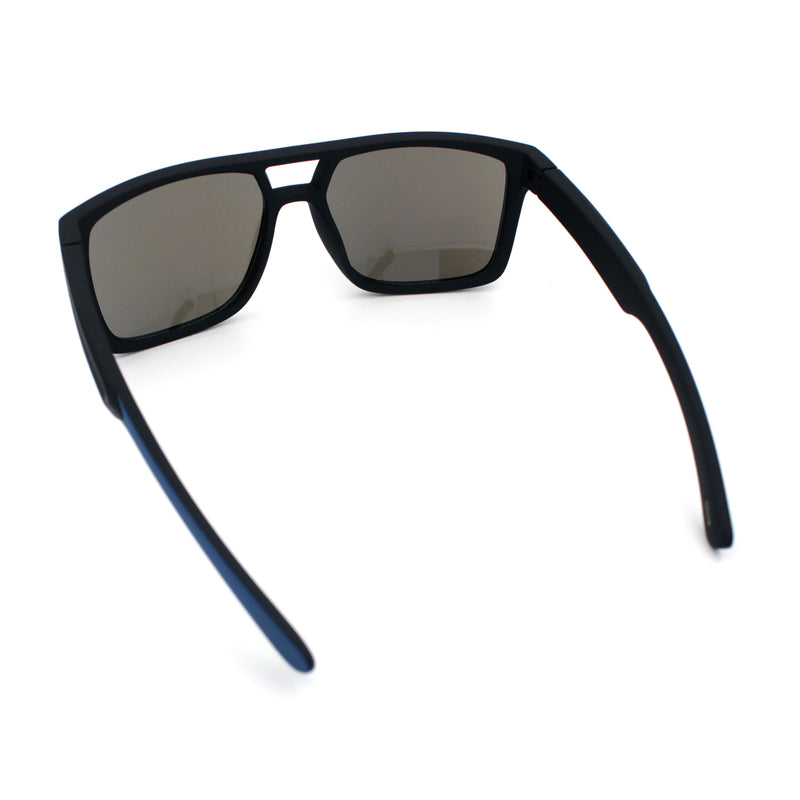 Mens Color Mirror Mobster Racer Flat Top Plastic Rectangle Sunglasses
