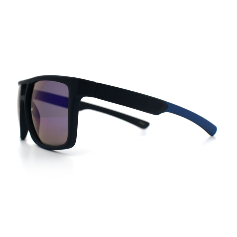 Mens Color Mirror Mobster Racer Flat Top Plastic Rectangle Sunglasses