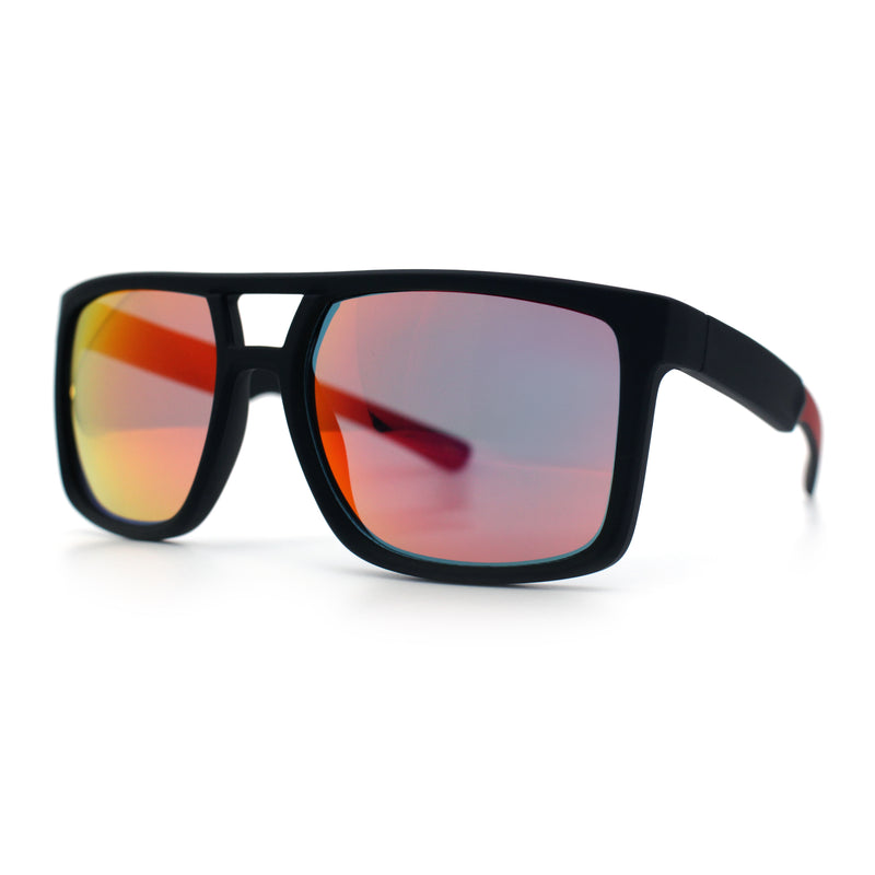 Mens Color Mirror Mobster Racer Flat Top Plastic Rectangle Sunglasses