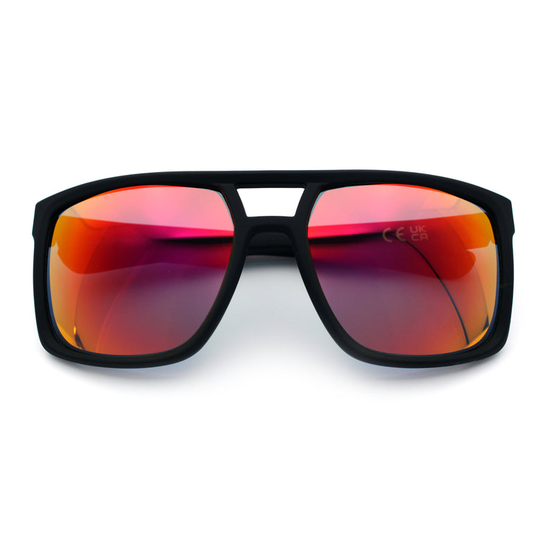 Mens Color Mirror Mobster Racer Flat Top Plastic Rectangle Sunglasses