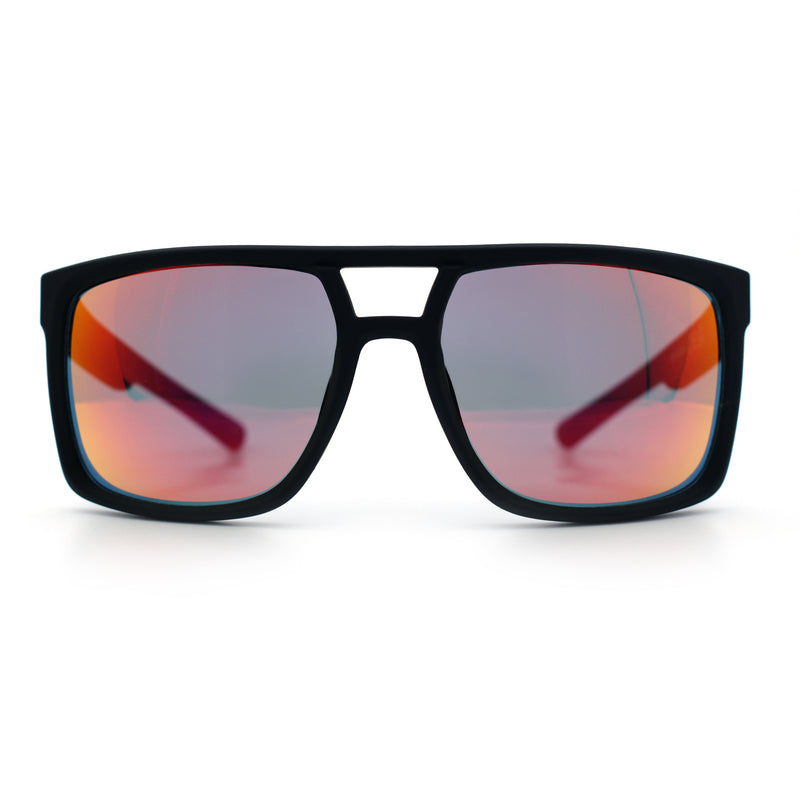 Mens Color Mirror Mobster Racer Flat Top Plastic Rectangle Sunglasses