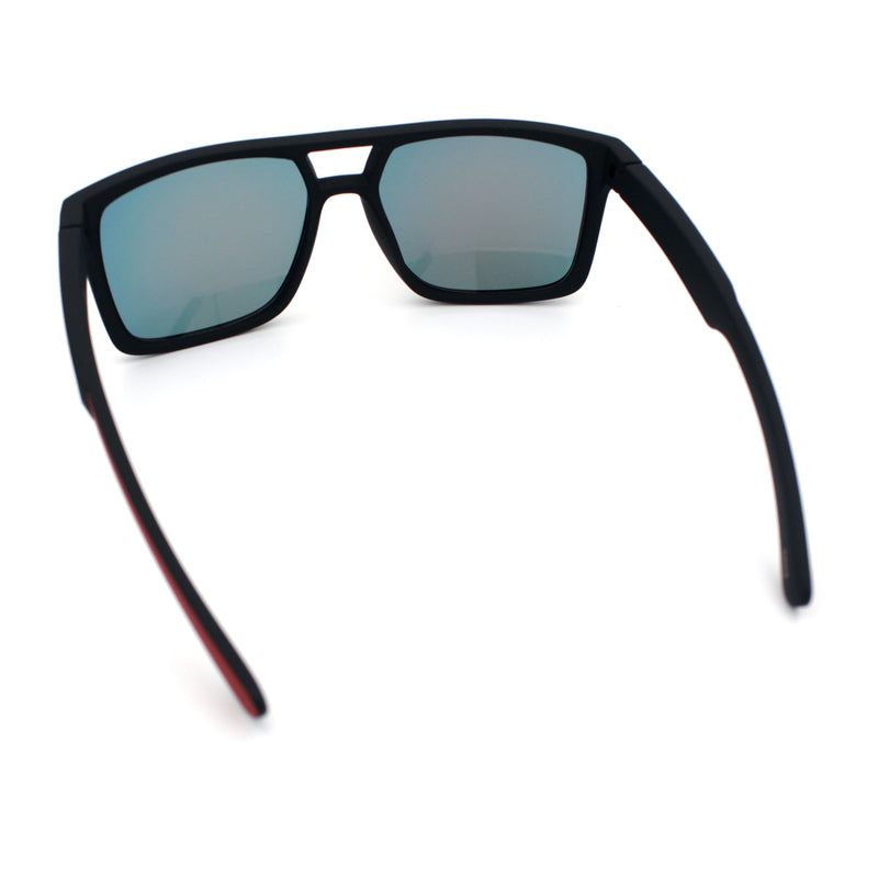 Mens Color Mirror Mobster Racer Flat Top Plastic Rectangle Sunglasses