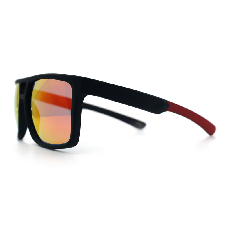 Mens Color Mirror Mobster Racer Flat Top Plastic Rectangle Sunglasses