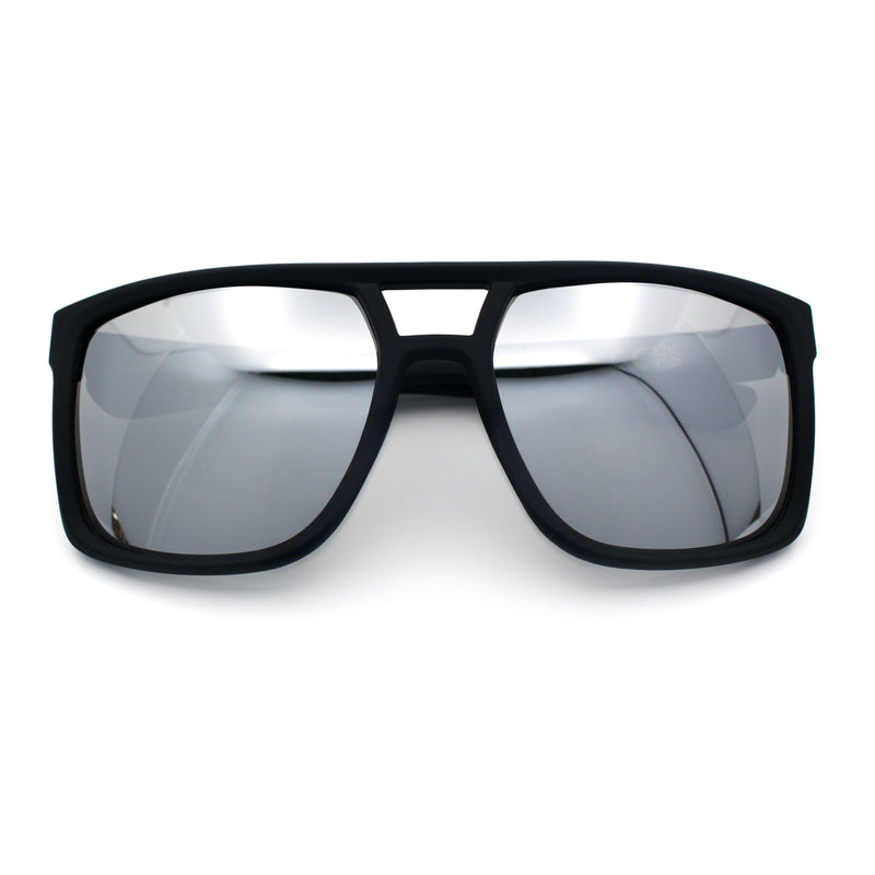 Mens Color Mirror Mobster Racer Flat Top Plastic Rectangle Sunglasses