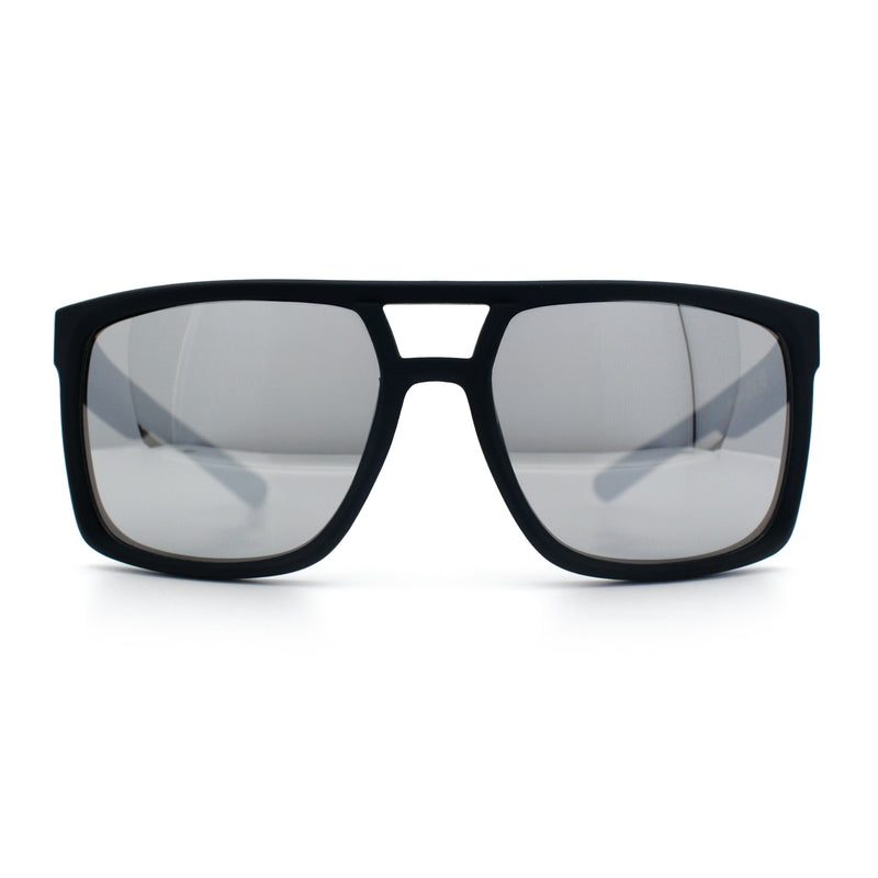Mens Color Mirror Mobster Racer Flat Top Plastic Rectangle Sunglasses