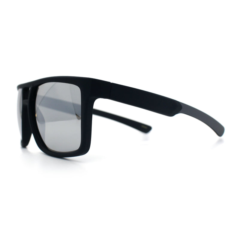 Mens Color Mirror Mobster Racer Flat Top Plastic Rectangle Sunglasses