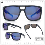 Mens Color Mirror Mobster Racer Flat Top Plastic Rectangle Sunglasses