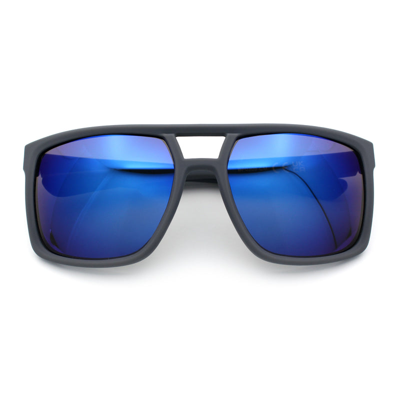 Mens Color Mirror Mobster Racer Flat Top Plastic Rectangle Sunglasses